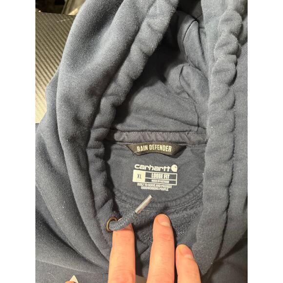 Carhartt Rain Defender Hoodie Navy Blue Size XL Loose Fit - Picture 3 of 9
